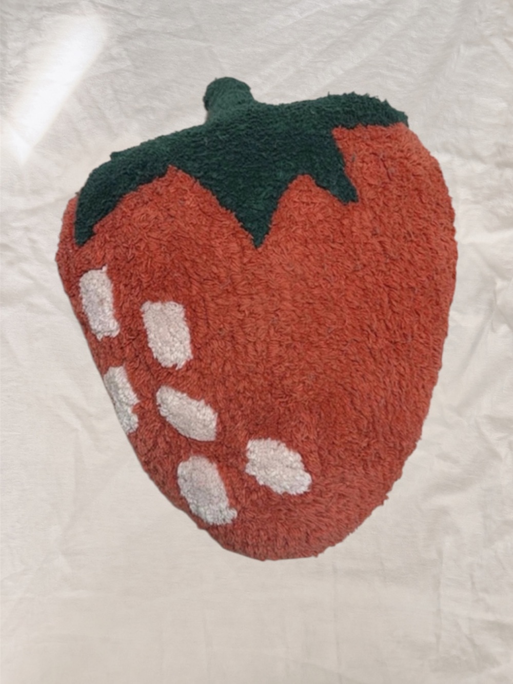Plush Strawberry Pillow - Red, Green, Pink